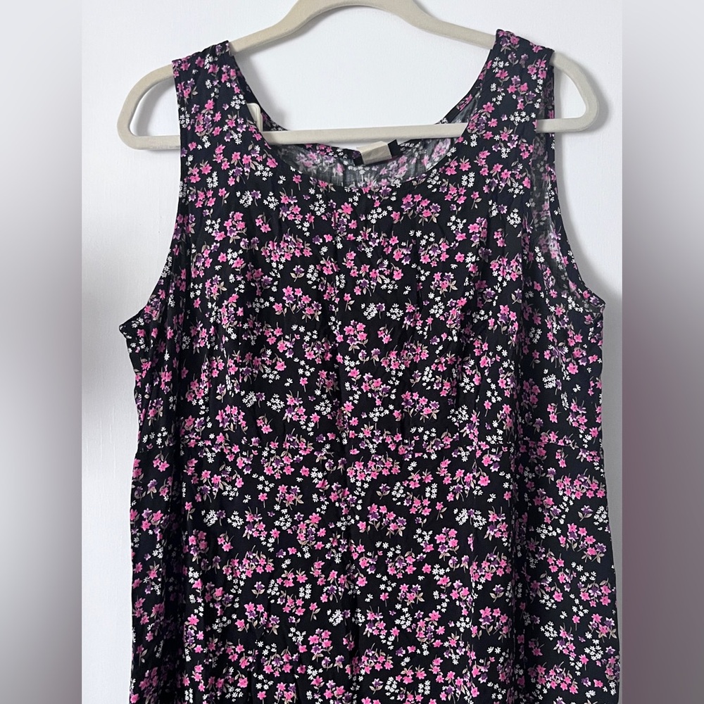 Teddi Pink and Black Floral Sleeveless Tank Top